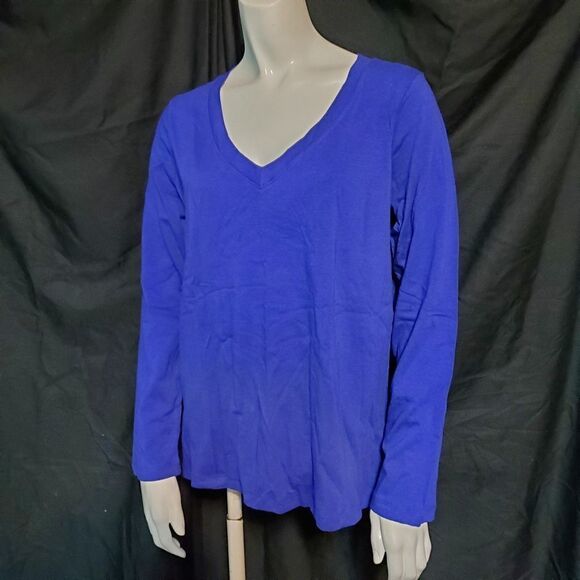 NWT Zenana Signature Royal Blue Long Sleeve Tee 1X - Picture 3 of 7